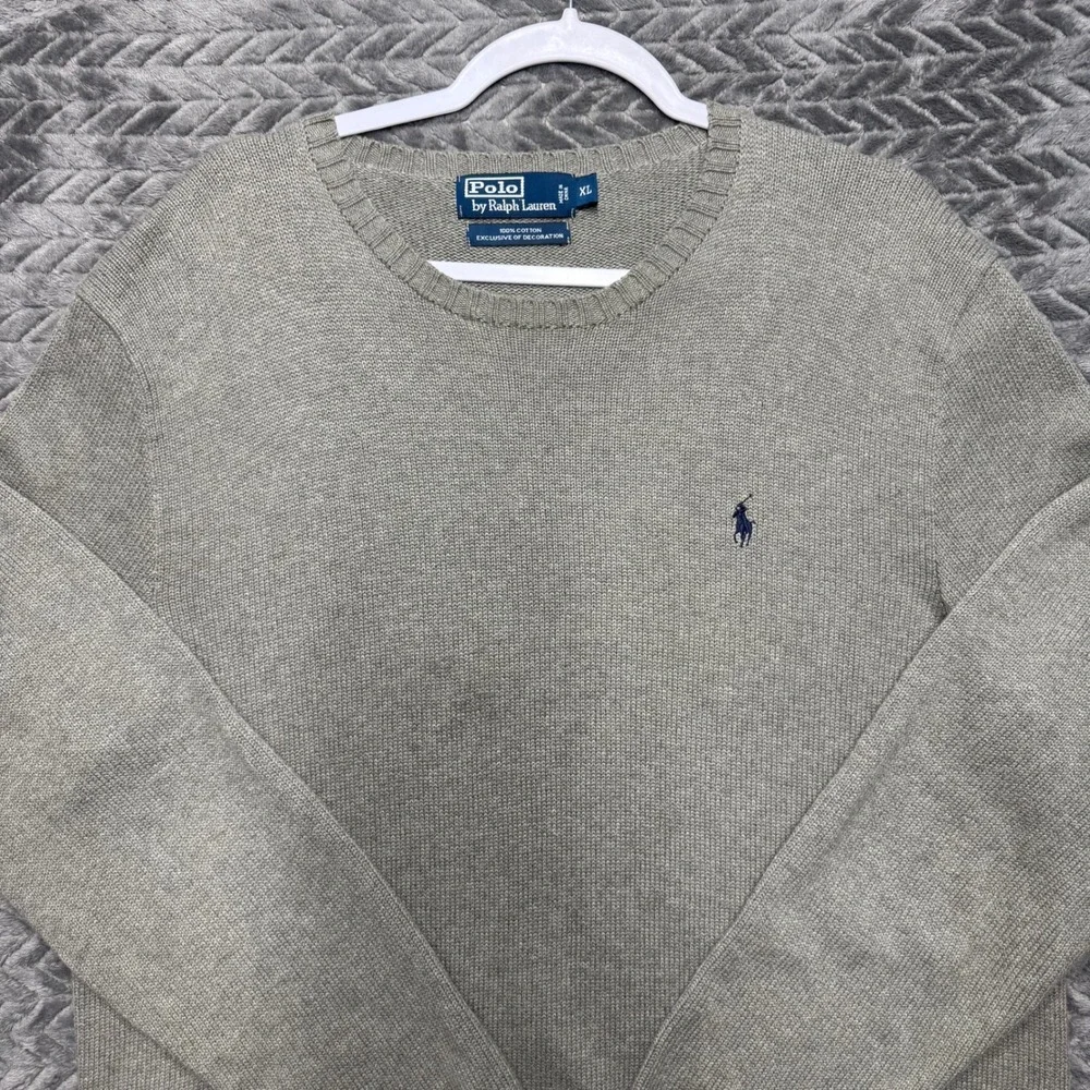 Polo Ralph‎ Lauren Sweater XL Gray Crewneck Cotton Knit Logo (2031)